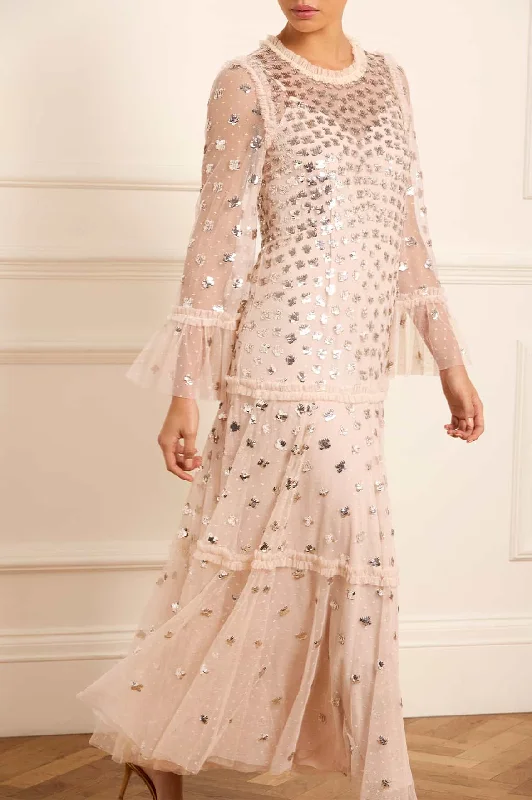 Price Rollback Glisten Tiered Ankle Gown