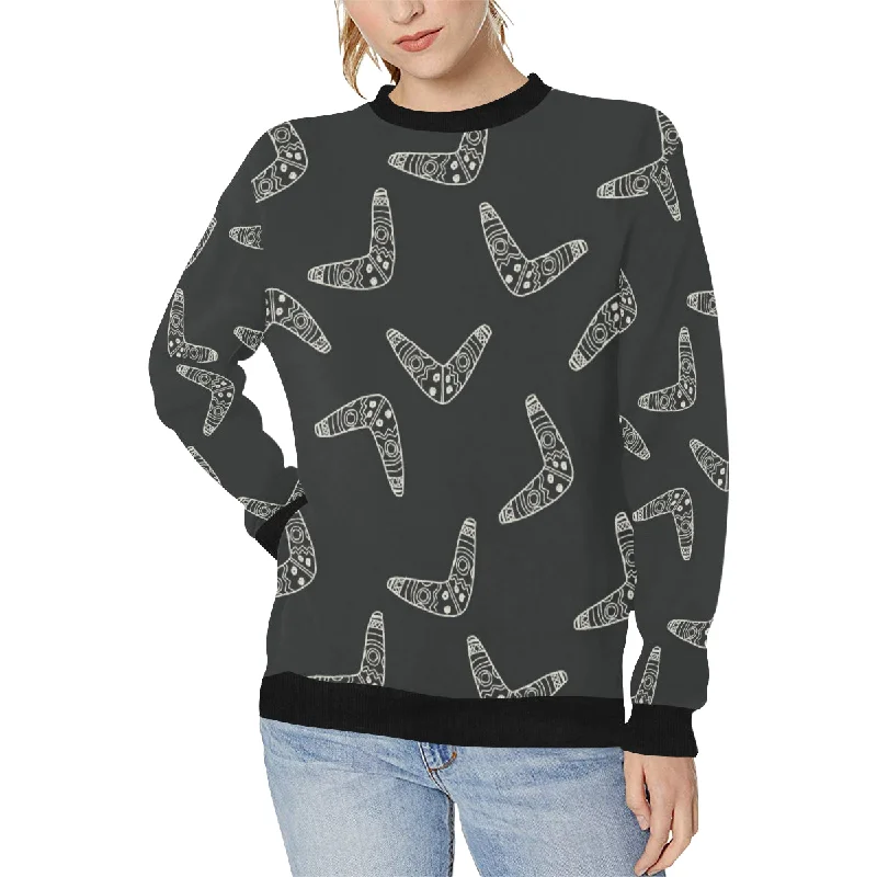 Hand drawn boomerang Australian aboriginal ornamen Women's Crew Neck Sweatshirt