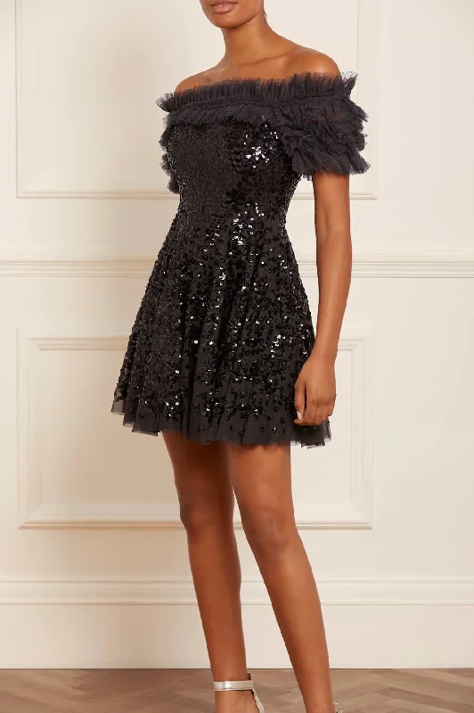 Flash Sale Sequin Wreath Off-Shoulder Micro Mini Dress
