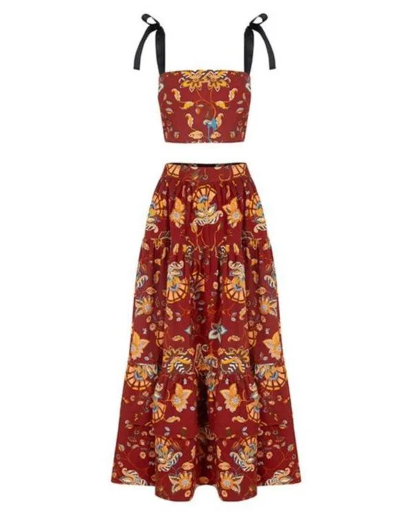 Today’s Deal Mia Top And Skirt Set Burgundy