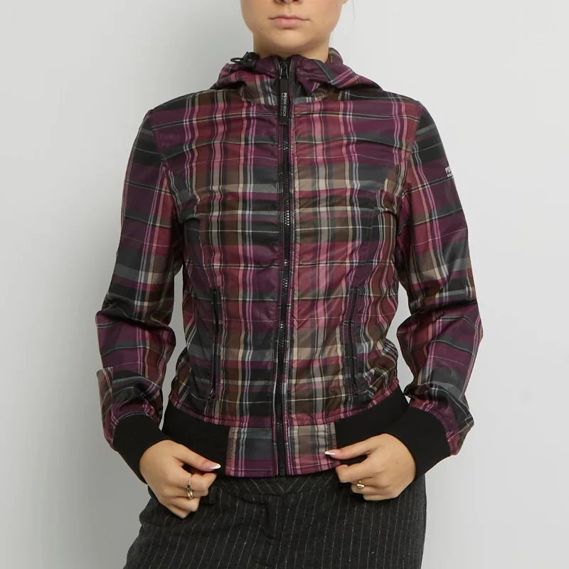 Stock Up and Save Tartan Lightweight Bomber Jacket - UK 8