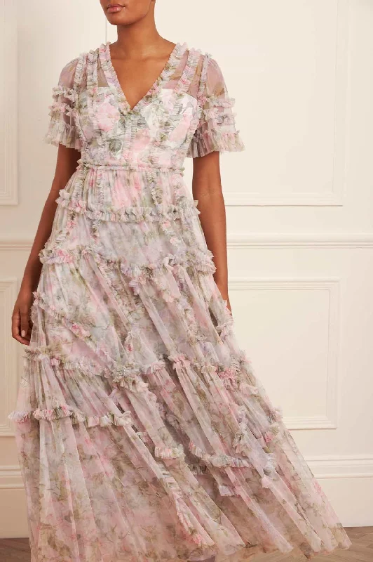 Fantastic Deals Rose Powder Ruffle Gown