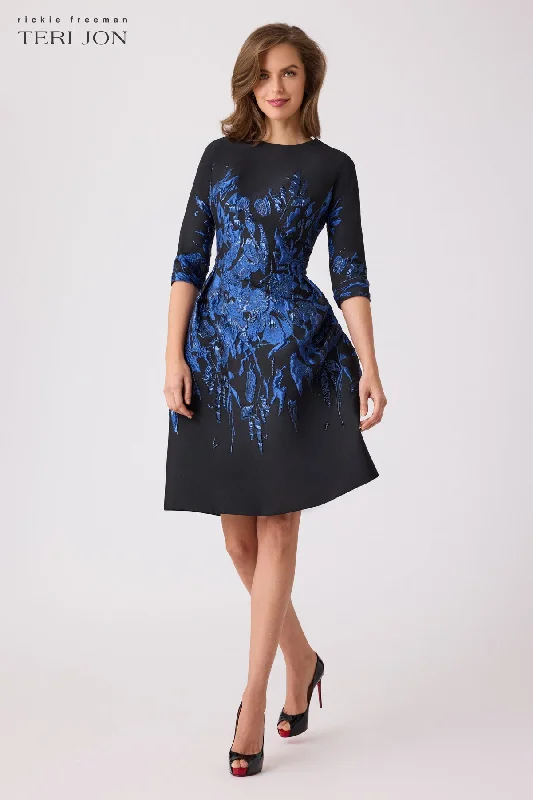 Exclusive Deal Jacquard Fit And Flare Cocktail Dress