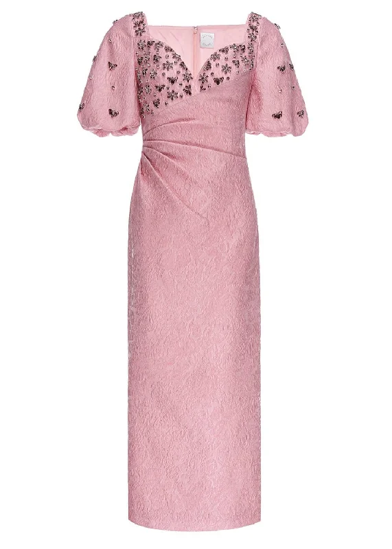 Year-End Sale Aretha Dress Pink Embellished Jacquard