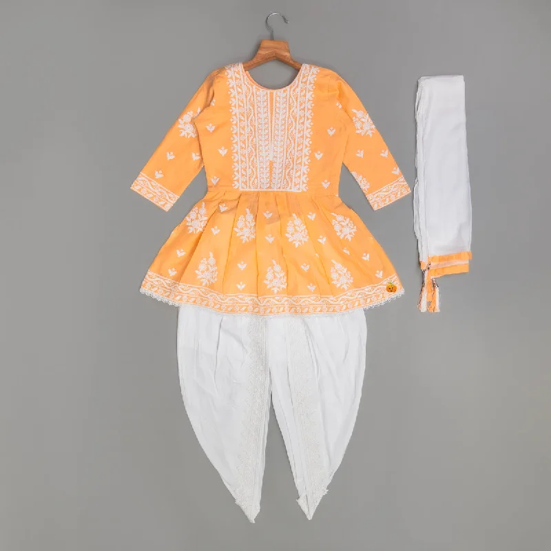 Deal of the Week Peach Girls Printed Kurta Set