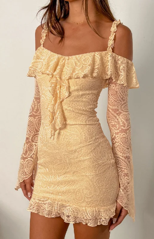 Deal Alert Harlow Cream Lace Mini Dress