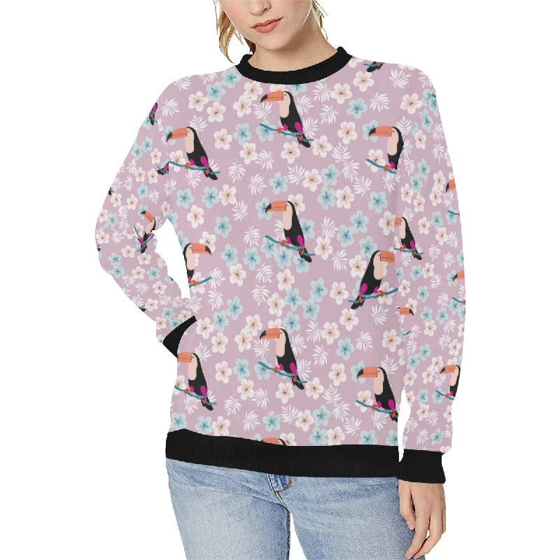 Best Deals Beautiful toucan flower leaves Women's Crew Neck Sweatshirt