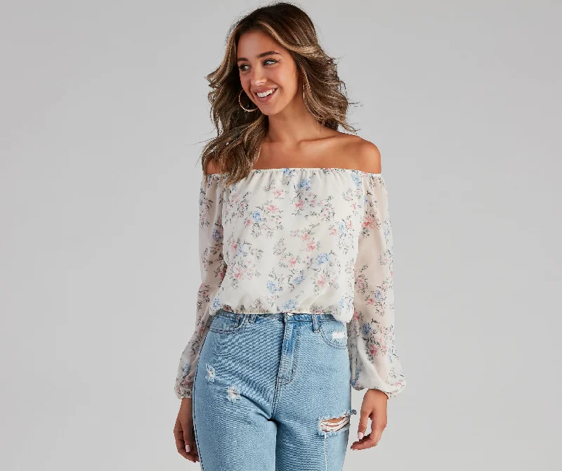 Flower Bundles Chiffon Blouse