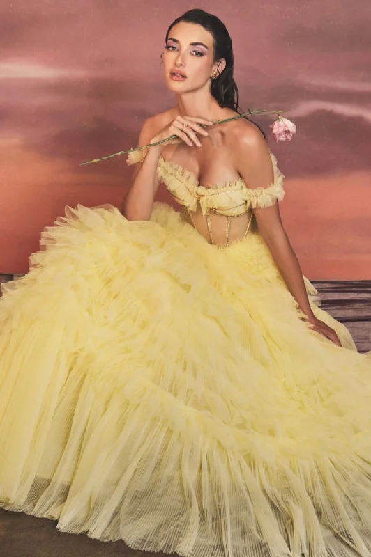 Instant Discount RHINESTONE RUFFLE CORSET GOWN