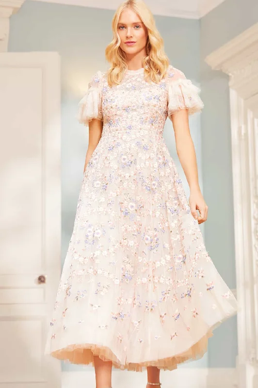 Low Prices Floral Waltz Ankle Gown