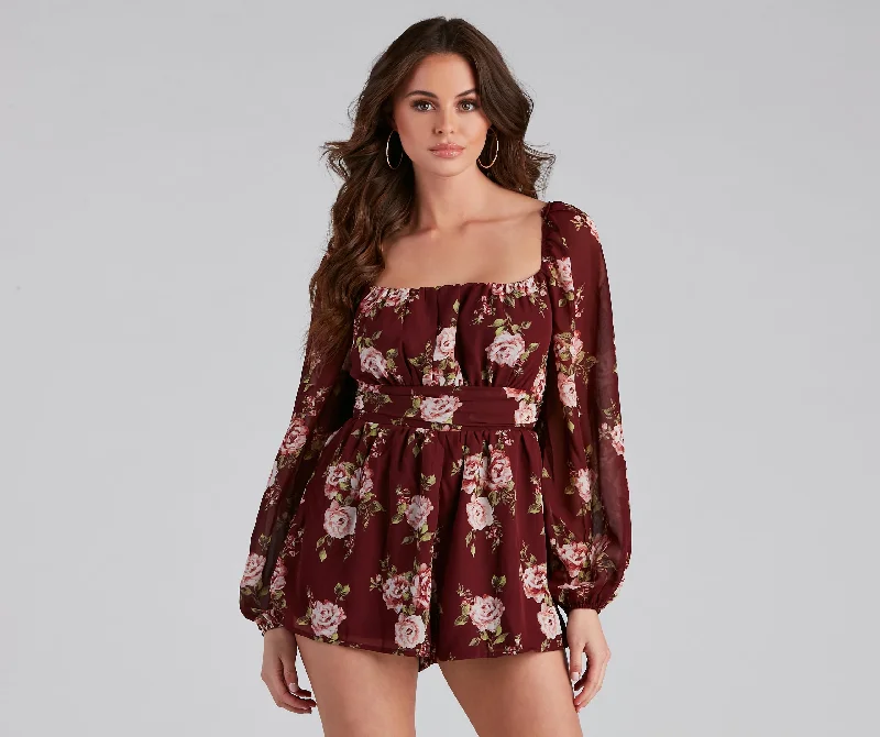 Fresh Florals Chiffon Tie-Back Romper