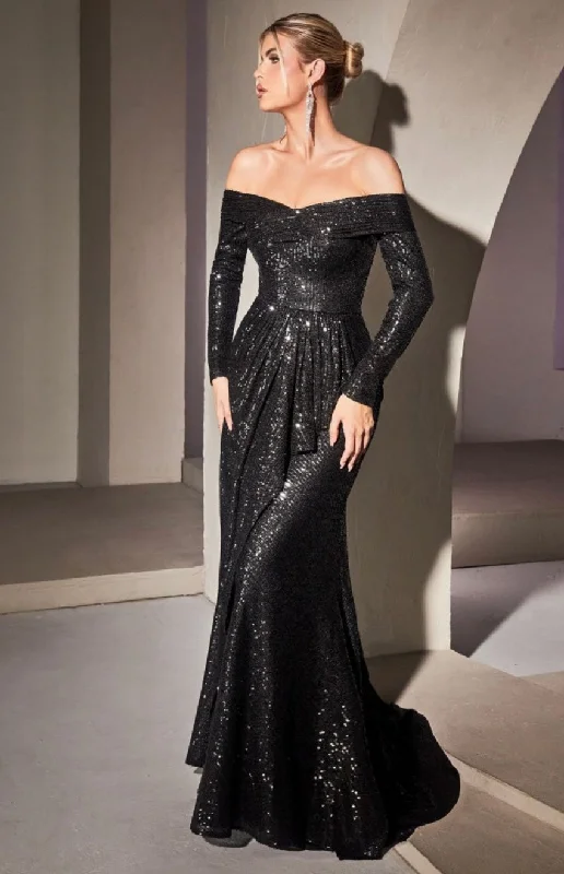 Don’t Miss Out SEQUIN OFF SHOULDER LONG SLEEVE GOWN