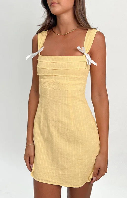 Crazy Savings Taylor Yellow Tie Back Mini Dress