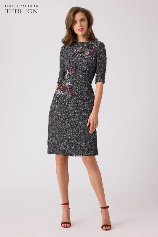 Discount Days Tweed A-Line Applique Dress