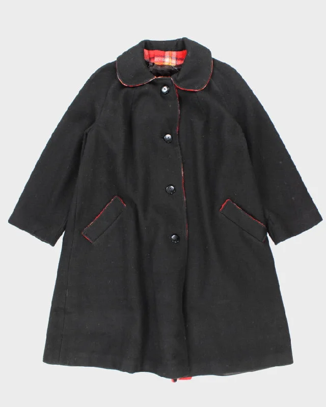 Vintage 90's Heavyweight Collared Wool Blend Overcoat - M