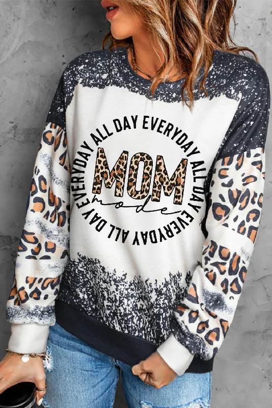 Savings Event Letter Graphic Leopard Drop Shoulder Sweatshirt