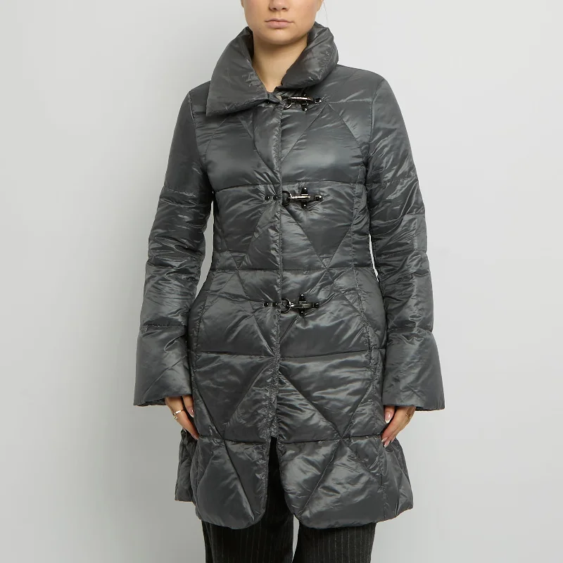 Flash Sale Clasp Detail Padded Long Coat - UK 10