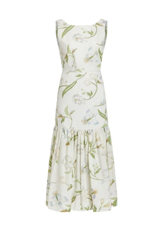 Major Savings Low-Back Dress in Ivory Hibiscus
