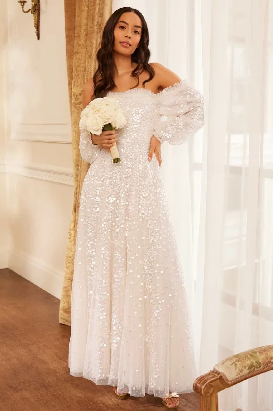 Shop and Save Confetti Gloss Off-Shoulder Gown
