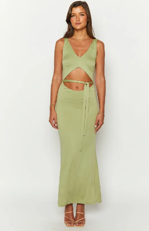 Limited Time Discount Zuri Khaki Maxi Dress