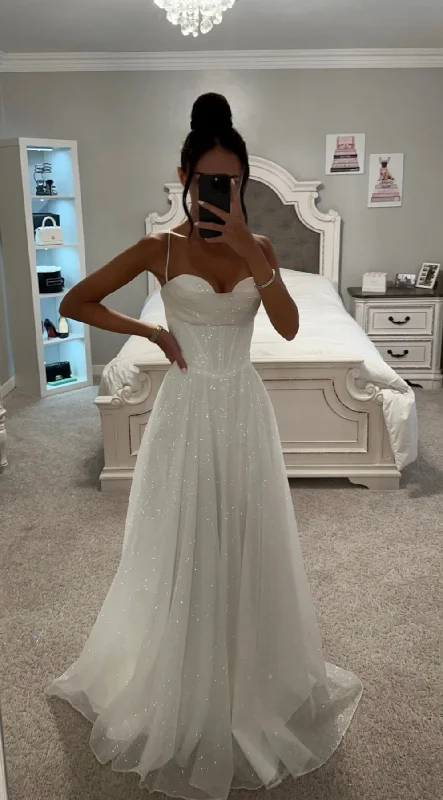Deal Dash OFF WHITE LACE UP GLITTER BALL GOWN