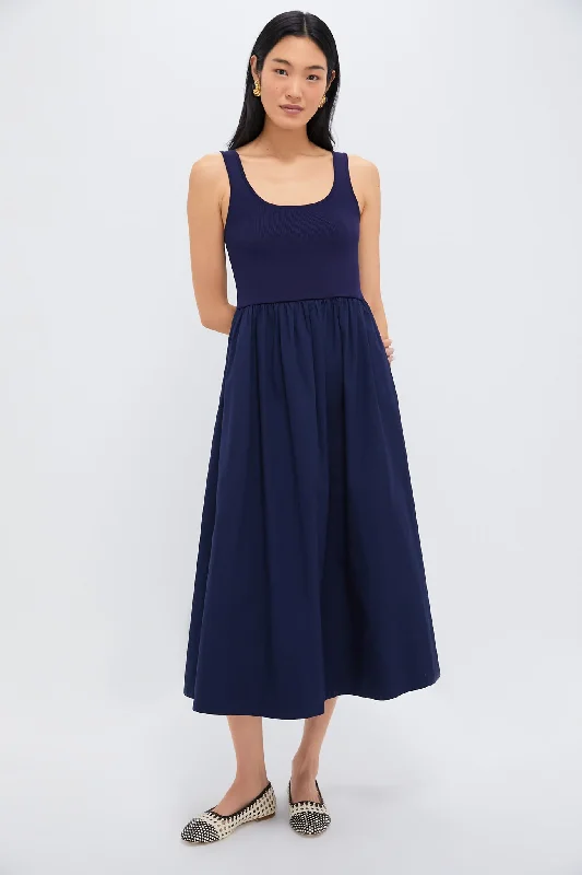 Navy Mixed Media Juliette Dress