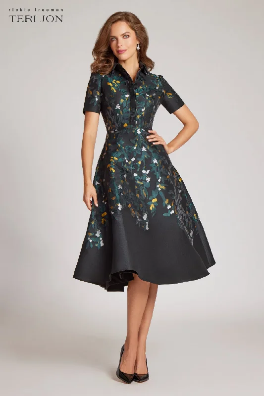 Special Discount Jacquard Short Sleeve Shirt Dress