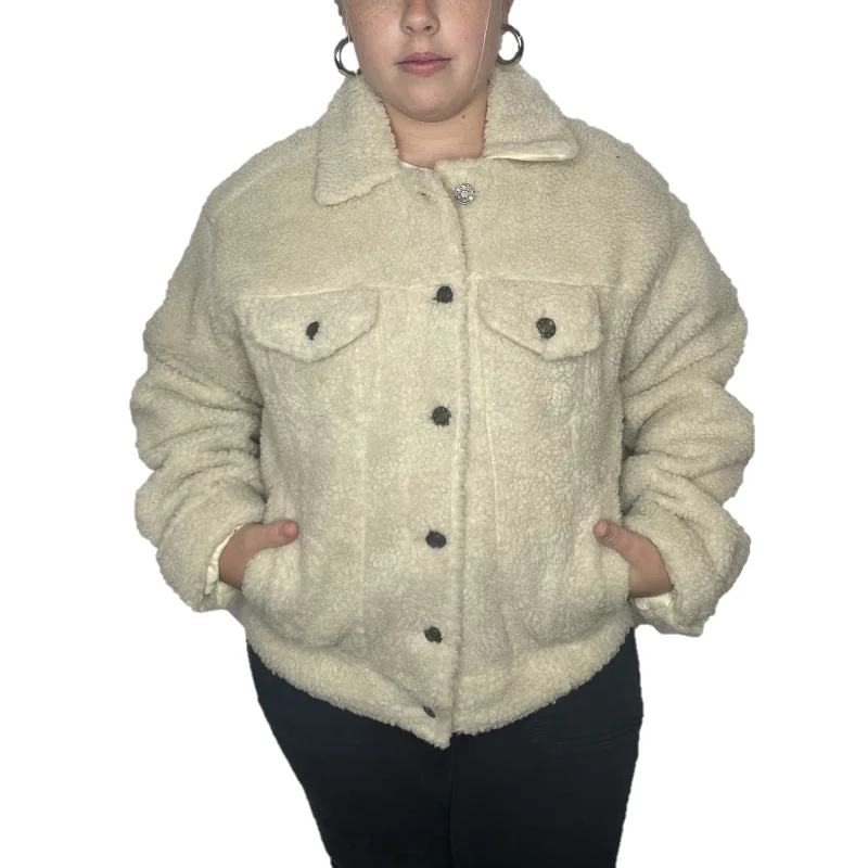 Exclusive Preview Royce® Ladies Yeti Faux Fur Cream Button Down Jacket RDG69PJ7SLD