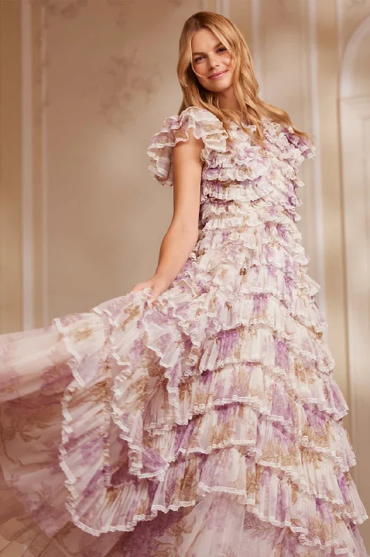 Super Deal Wisteria Ruffle Lace Gown
