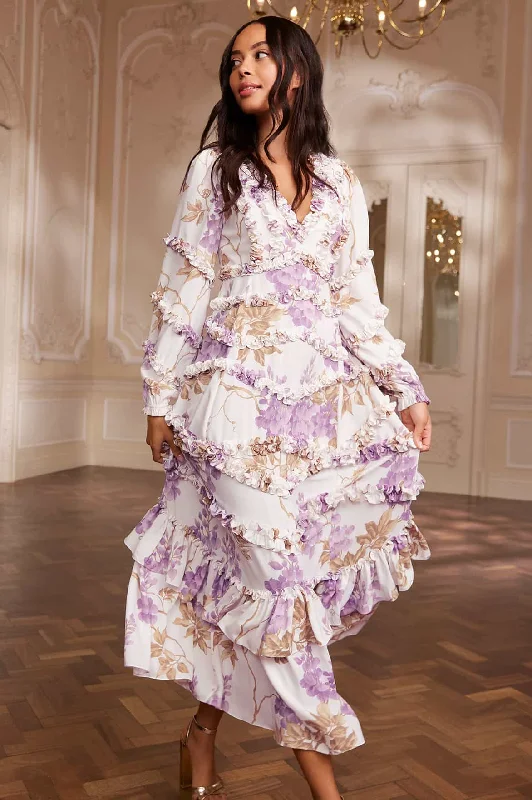 Blowout Deals Wisteria Crepe V-Neck Ankle Gown