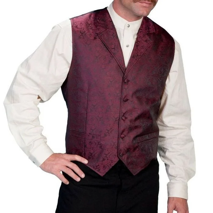 Instant Discount Scully Men's Burgundy Paisley Vests RW093-BURG
