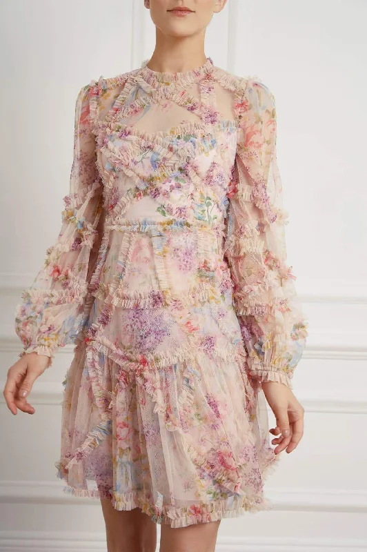Daily Specials Floral Diamond Ruffle Dress