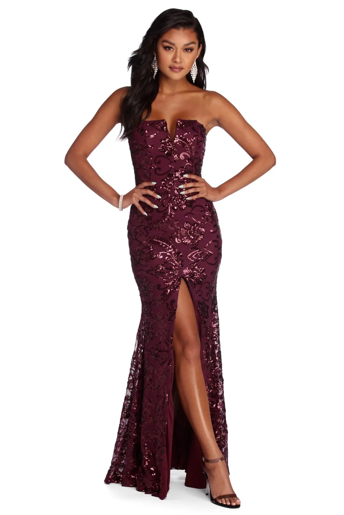 Paulina Formal High Slit Sequin Dress