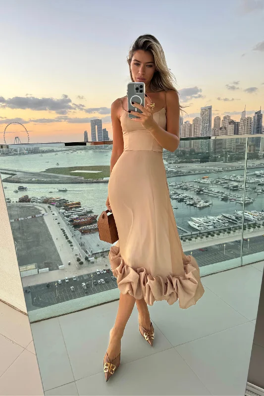 Super Deal Flounce Bustier Midi Dress