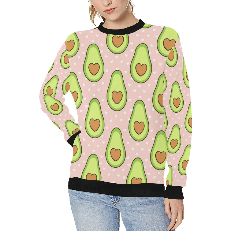 Price Buster Avocado heart pink background Women's Crew Neck Sweatshirt