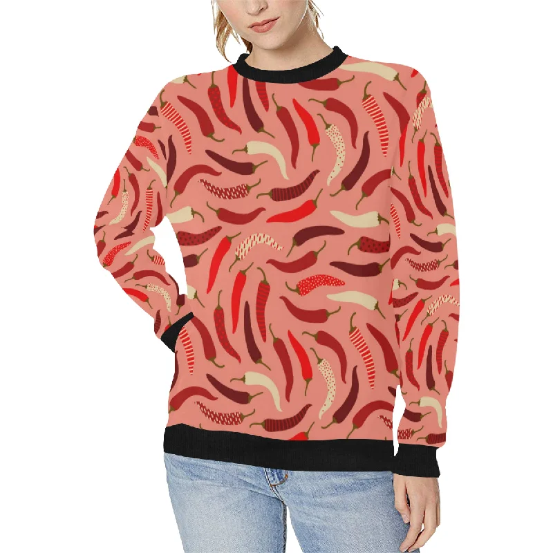 Special Offer Beautiful Chili peppers pattern Women's Crew Neck Sweatshirt