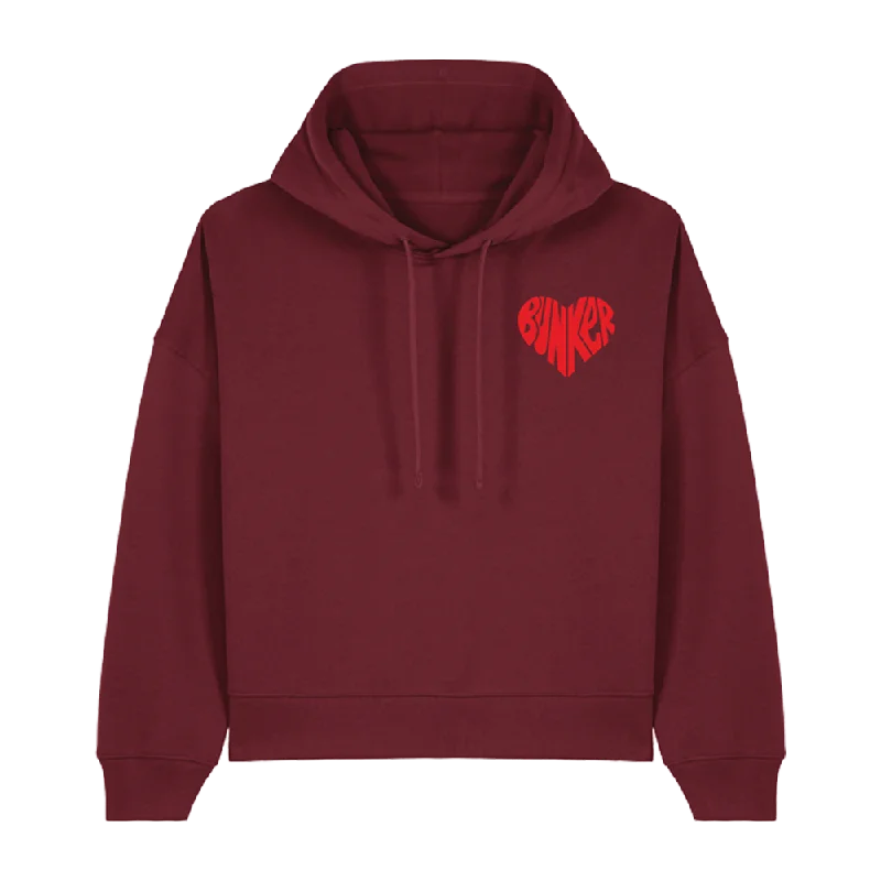 Savings Alert Bunker Woman Heart Hoodie Burgundy Red