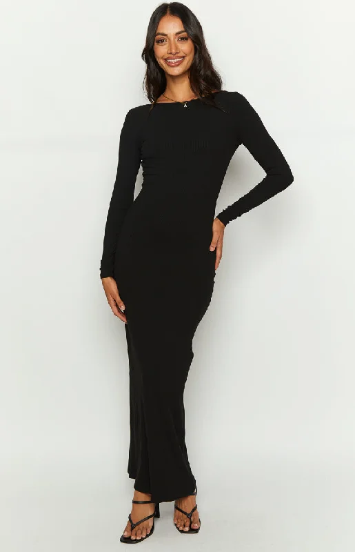 Blowout Sale Romilly Black Long Sleeve Maxi Dress