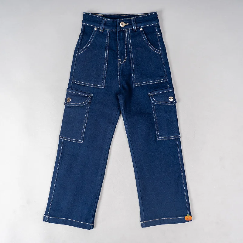 Markdown Madness Navy Blue Cargo Girls Jeans