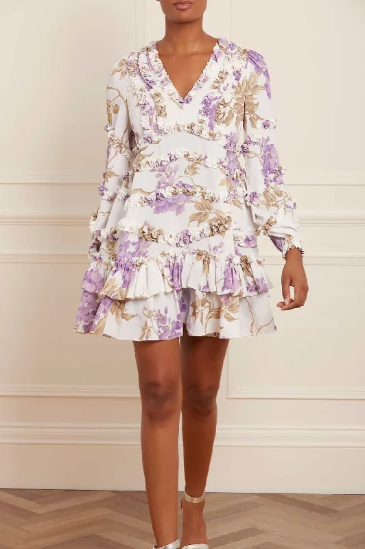 Best Deals Wisteria Crepe V-Neck Micro Mini Dress