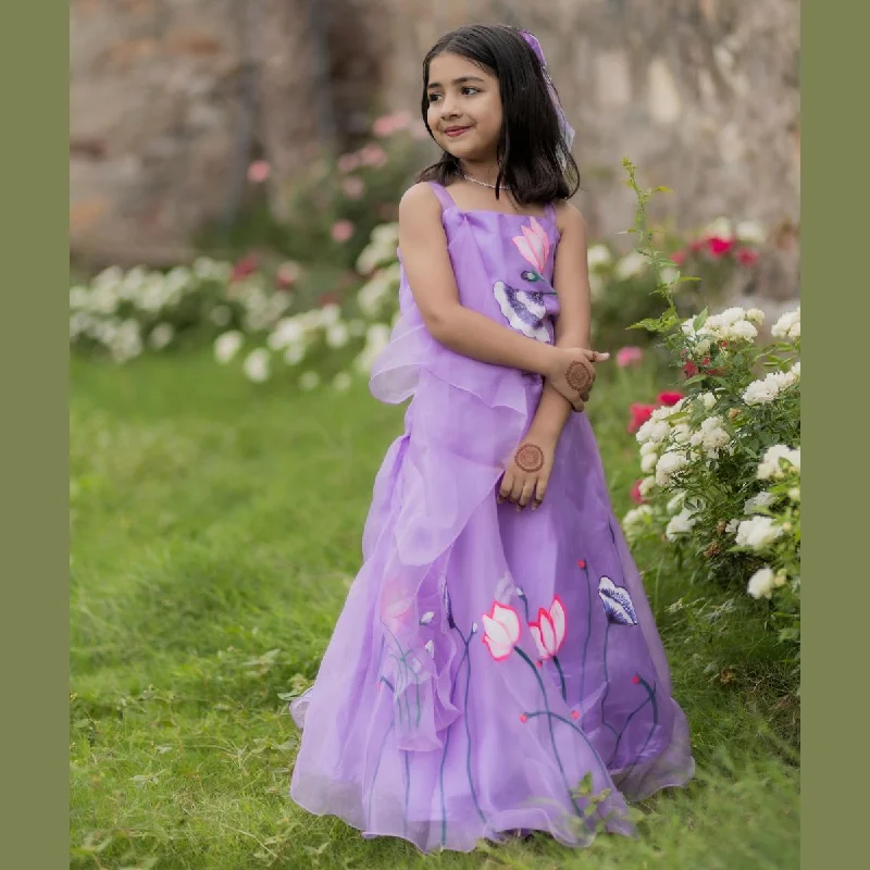 Price Cut Purple Printed Girls Lehenga Choli