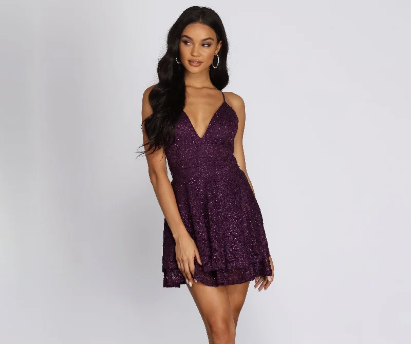 Glitz & Glam Lace Skater Dress