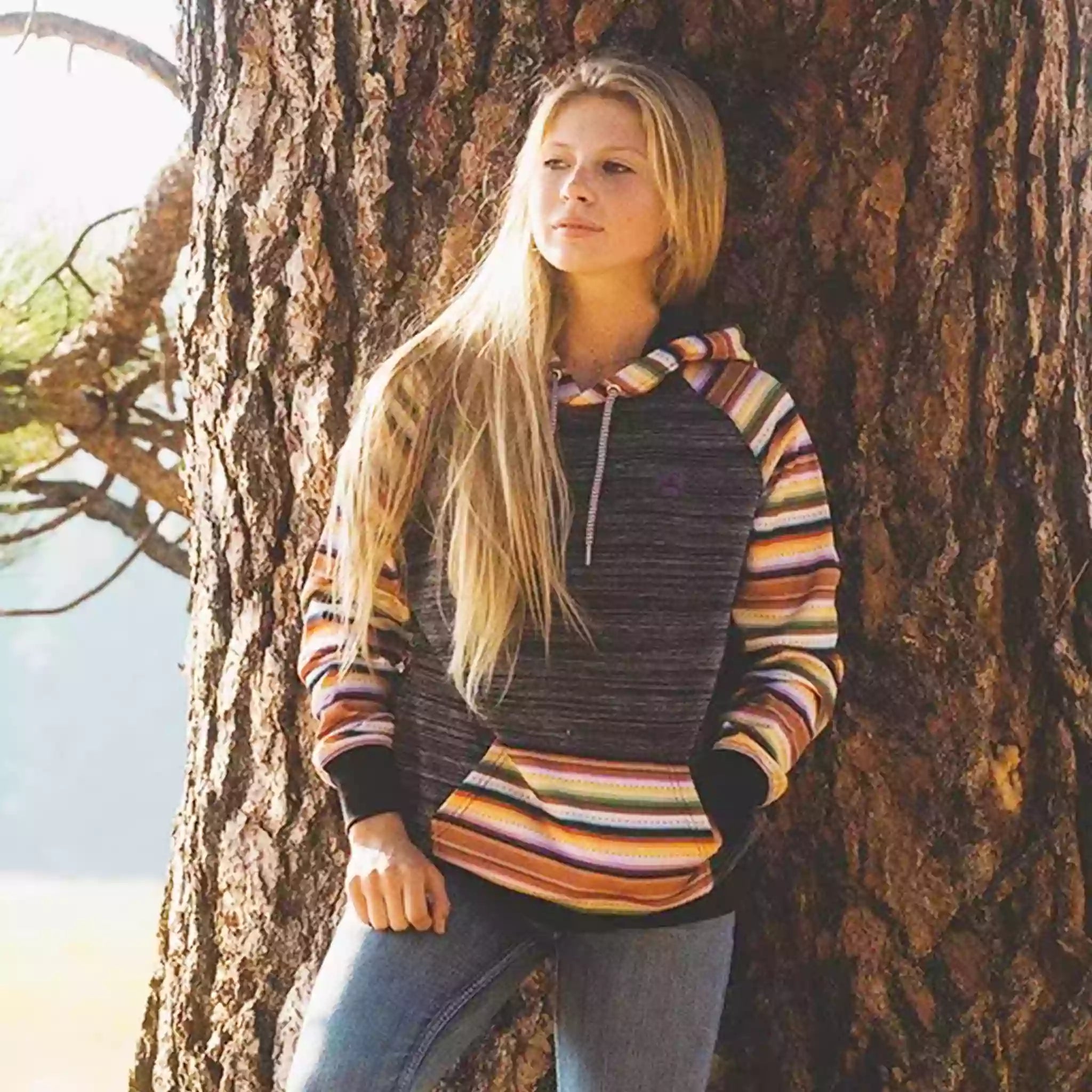 Huge Discounts Hooey Women's Heather Black Serape Hoodie