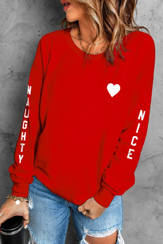 Exclusive Access NAUGHTY NICE Heart Graphic Sweatshirt