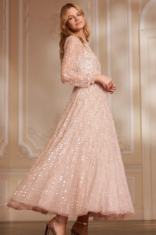 Online Only Raindrop Long Sleeve Ankle Gown