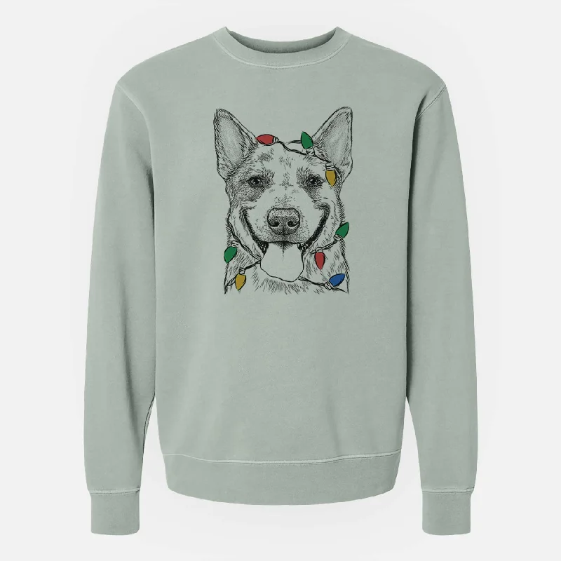 Best Bargains Christmas Lights Rio the Australian Cattle Dog - Unisex Pigment Dyed Crew Sweatshirt