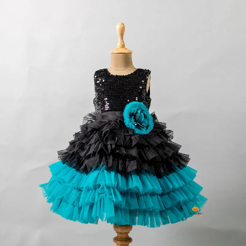 Buy Now Black & Rama Frill Layered Girls Frock