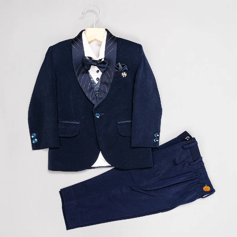 Quick Sale Navy Blue Boys Suit with Bow Tie