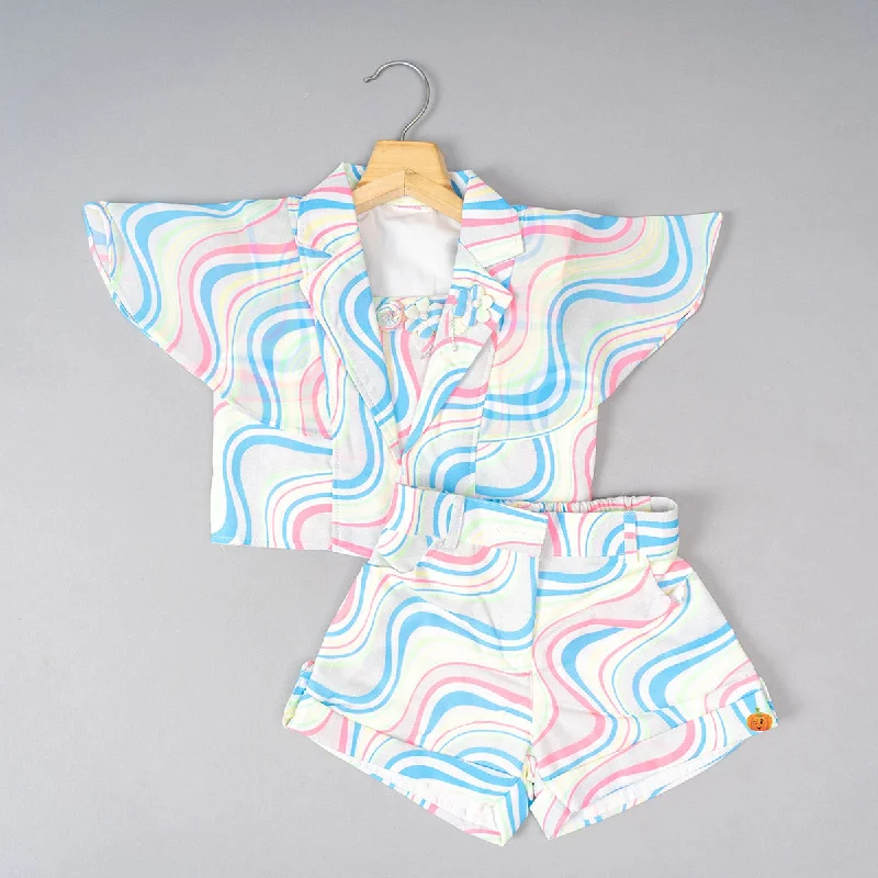 Exclusive Online Offer Wavy Stripes Pattern Girls Co-ord Set