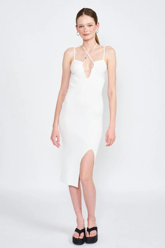 Lowest Price SPAGHETTI STRAP MIDI SLIT DRESS